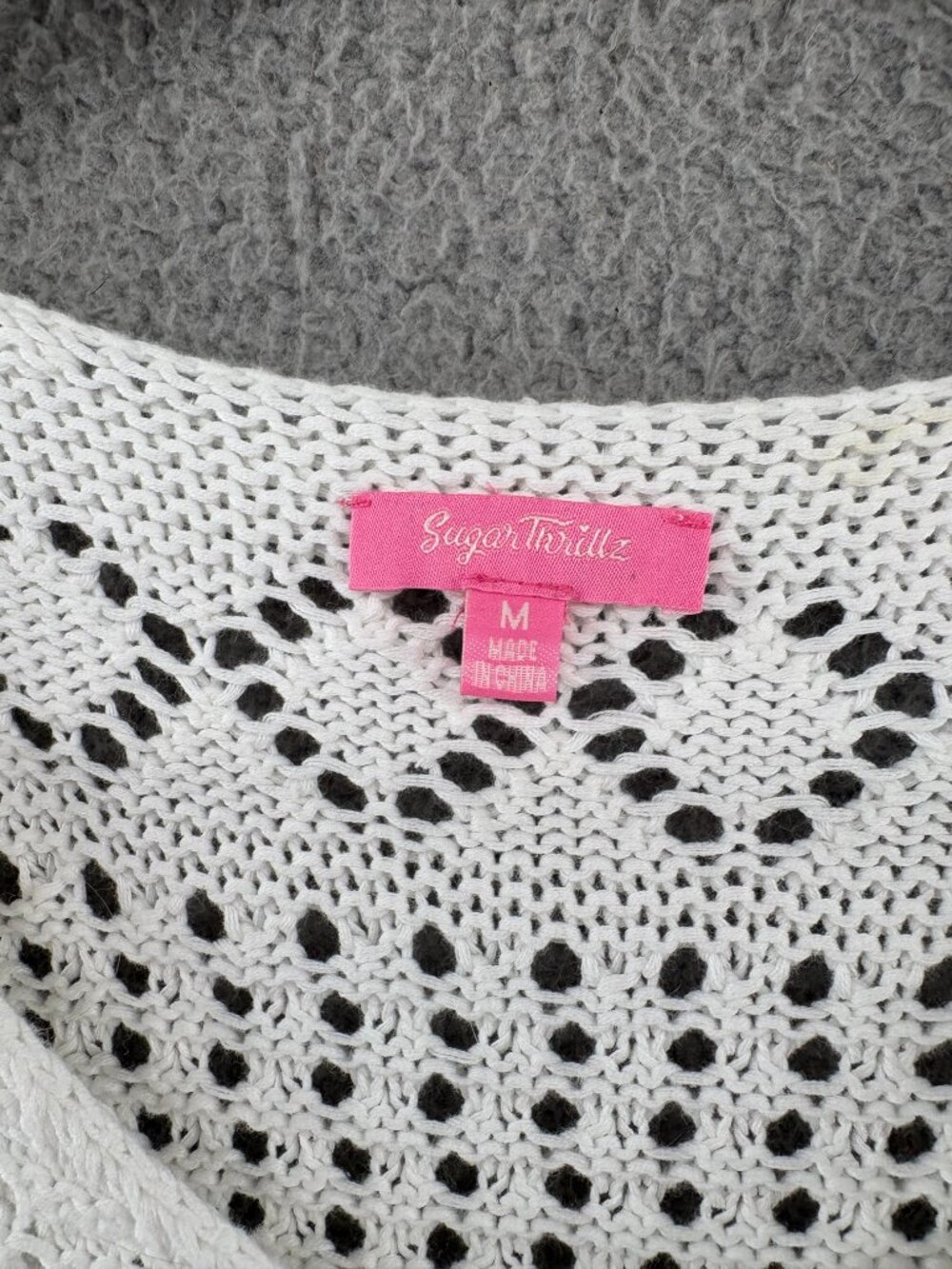 Dolls Kill Sugar Thrillz California Dreamin Crochet Mini Dress M Bell Sleeve - Picture 13 of 15
